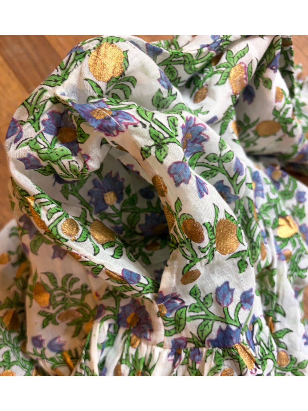 Oliphant Floral Mini Dress in Cream, Blue, Green - Picture 11 of 11
